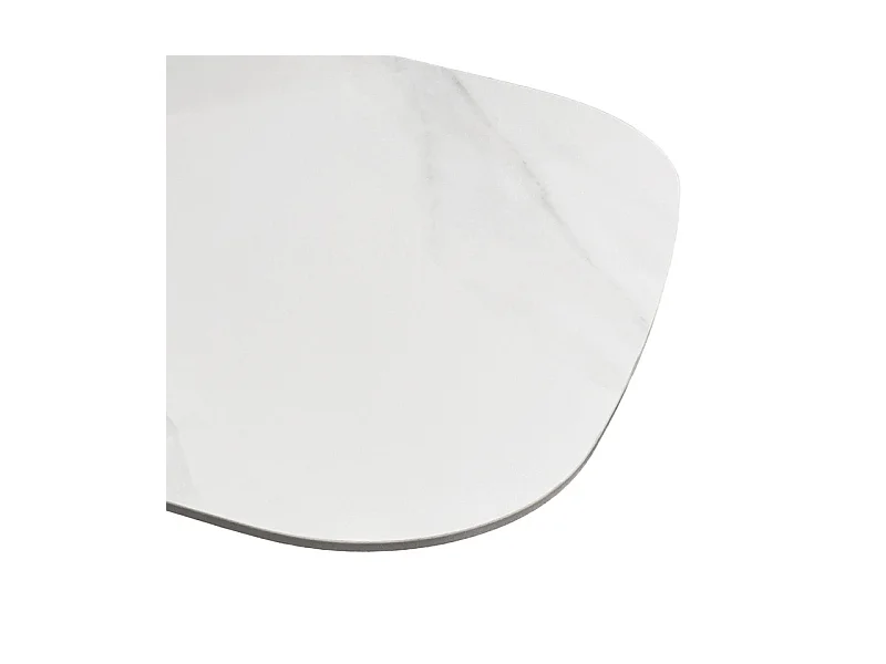 Bout de canapé 55 cm céramique blanc marbré pied métal – OPALINE