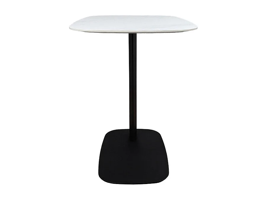 Bout de canapé 55 cm céramique blanc marbré pied métal – OPALINE