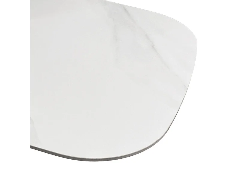 Bout de canapé 55 cm céramique blanc marbré pied métal – OPALINE