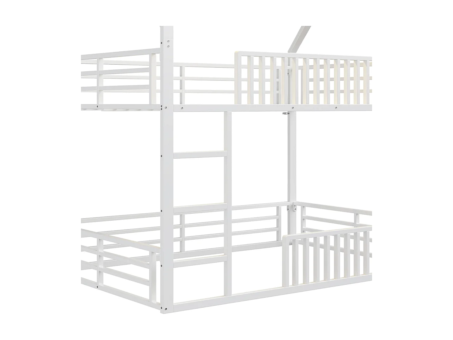 Kinder-Etagenbett 140×200 cm - Haus-Design - mit Schutzgitter und LED-Beleuchtung - weiß (ohne Matratze)