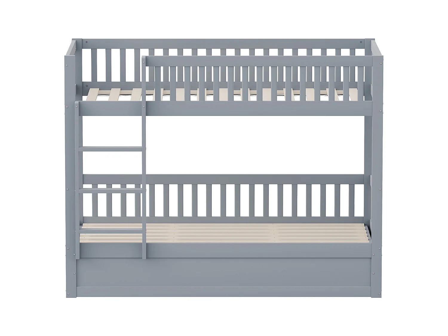 Litera infantil de 90 x 200 cm, con sistema de almacenaje hidráulico, madera maciza, gris (205 x 95 x 150 cm)