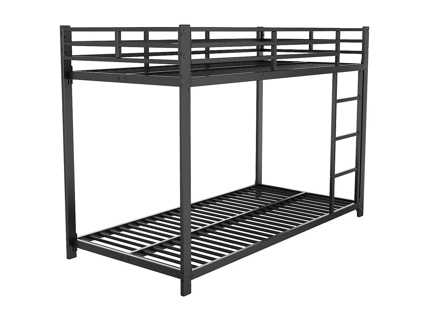 Stapelbed 90x200 cm, klassiek metalen bed, met planken en veel opbergruimte, wit (203x94,5x140 cm)