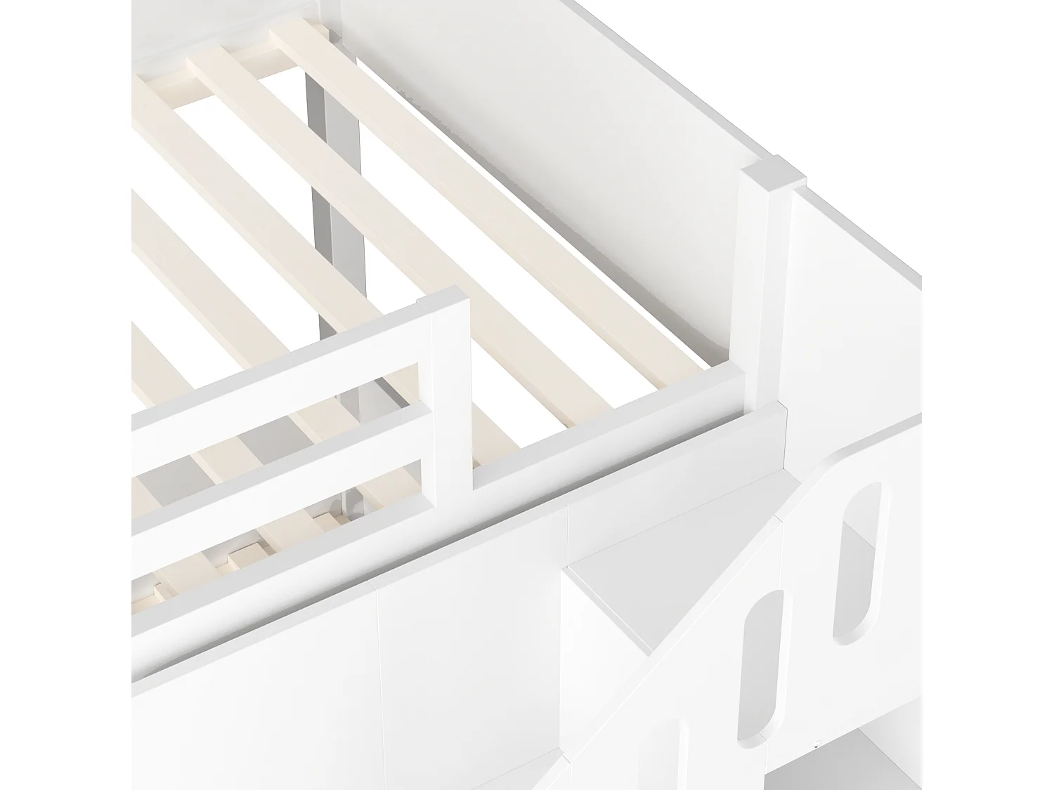 Multifunctioneel stapelbed met geïntegreerde opbergruimte, massief hout, wit (99,06x41,91x17,27 cm)