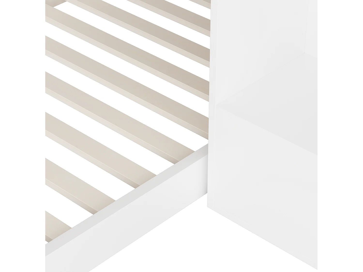 Letto a castello multifunzionale con contenitore integrato, legno massello, bianco (99,06x41,91x17,27 cm)