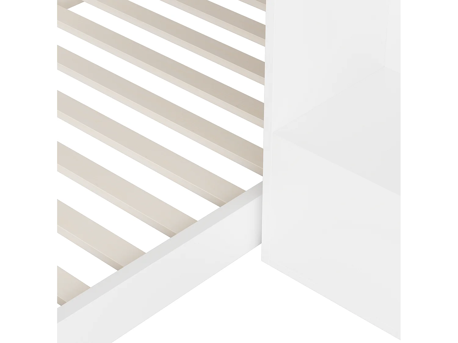 Letto a castello multifunzionale con contenitore integrato, legno massello, bianco (99,06x41,91x17,27 cm)