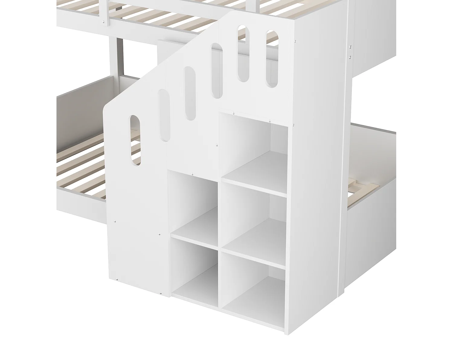 Letto a castello multifunzionale con contenitore integrato, legno massello, bianco (99,06x41,91x17,27 cm)