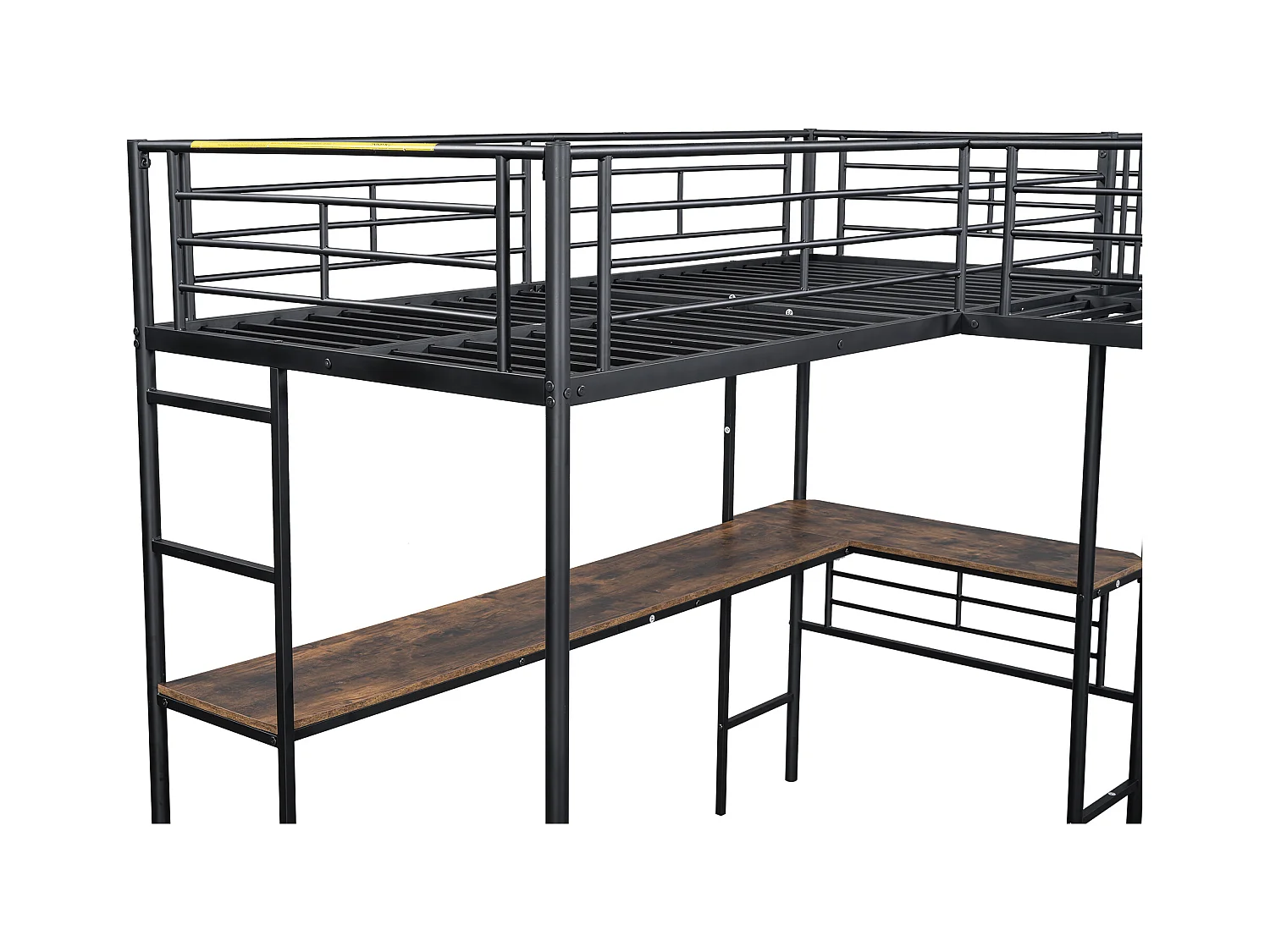 Lit superposé 90x200 cm, design dinosaure, table sous le lit, double échelle, barrières hautes, noir (298x206x170 cm)