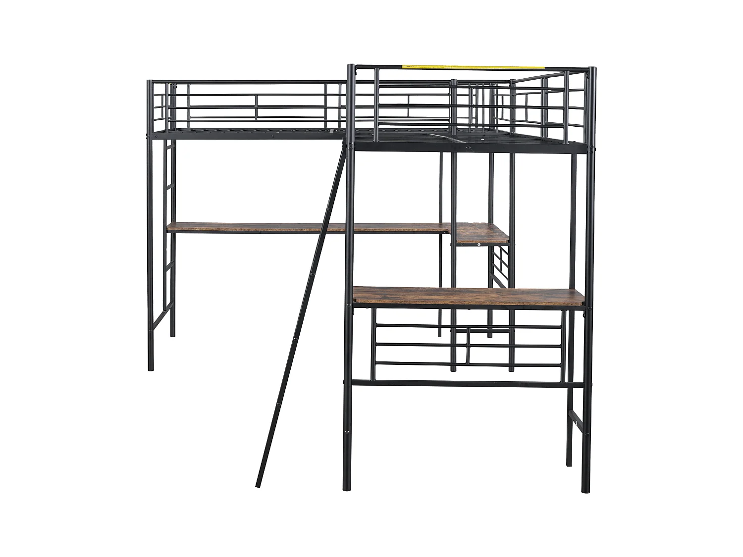 Lit superposé 90x200 cm, design dinosaure, table sous le lit, double échelle, barrières hautes, noir (298x206x170 cm)