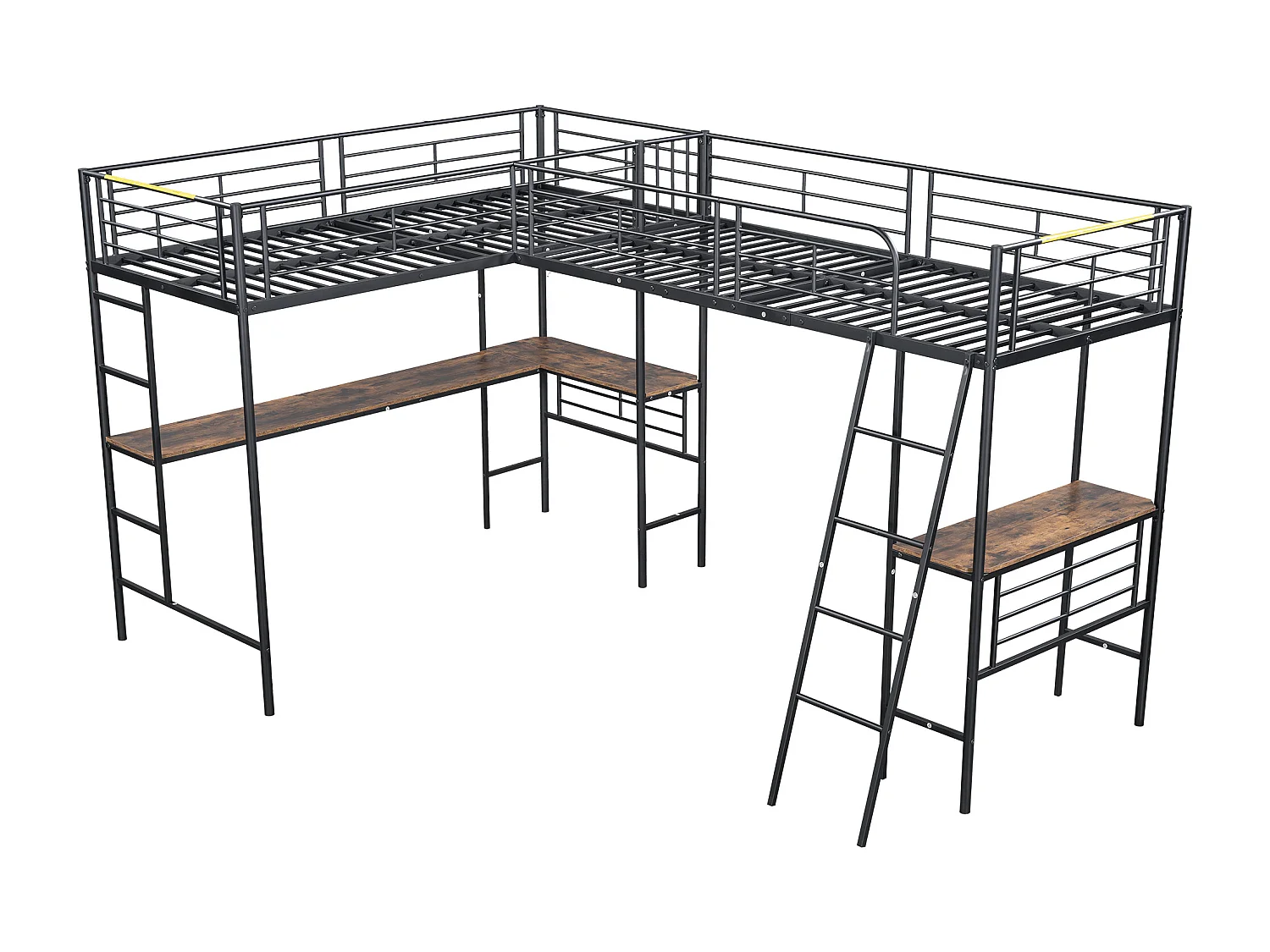 Litera 90x200 cm, diseño de dinosaurio, mesa debajo de la cama, escalera doble, barandillas altas, color negro (298x206x170 cm)