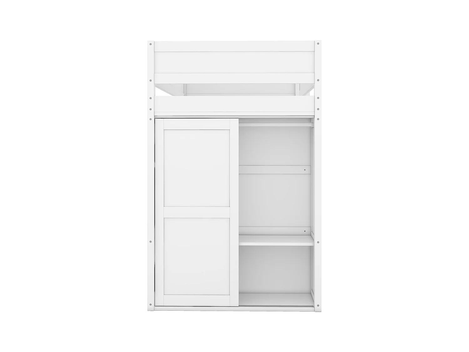 Lit superposé 90x200 cm, avec bureau et armoire, design pratique, gris (205x95x165 cm)