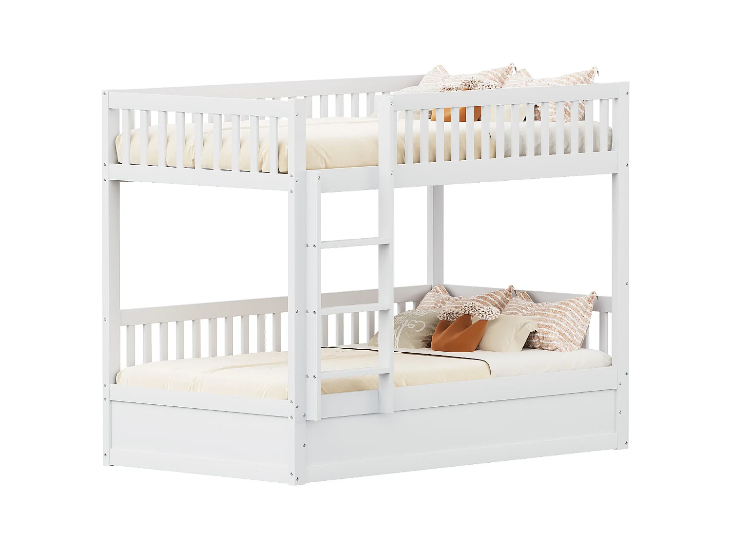 Lit superposé pour enfants 90 x 200 cm, avec système hydraulique de rangement, bois massif, blanc (205x95x150 cm)