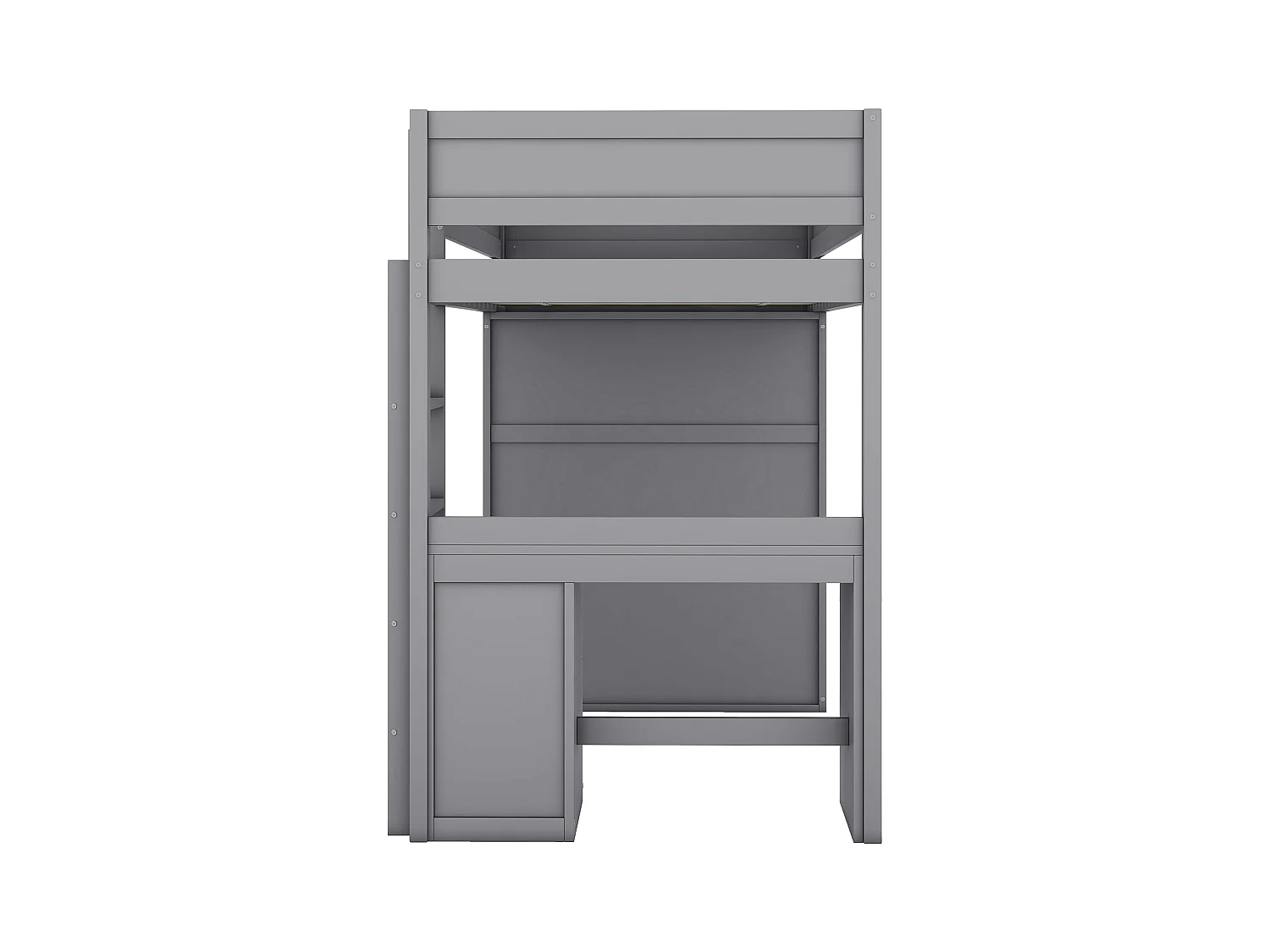 Letto a castello 90x200 cm, con scrivania, armadio e cassetti contenitore, grigio (205x95x165 cm)