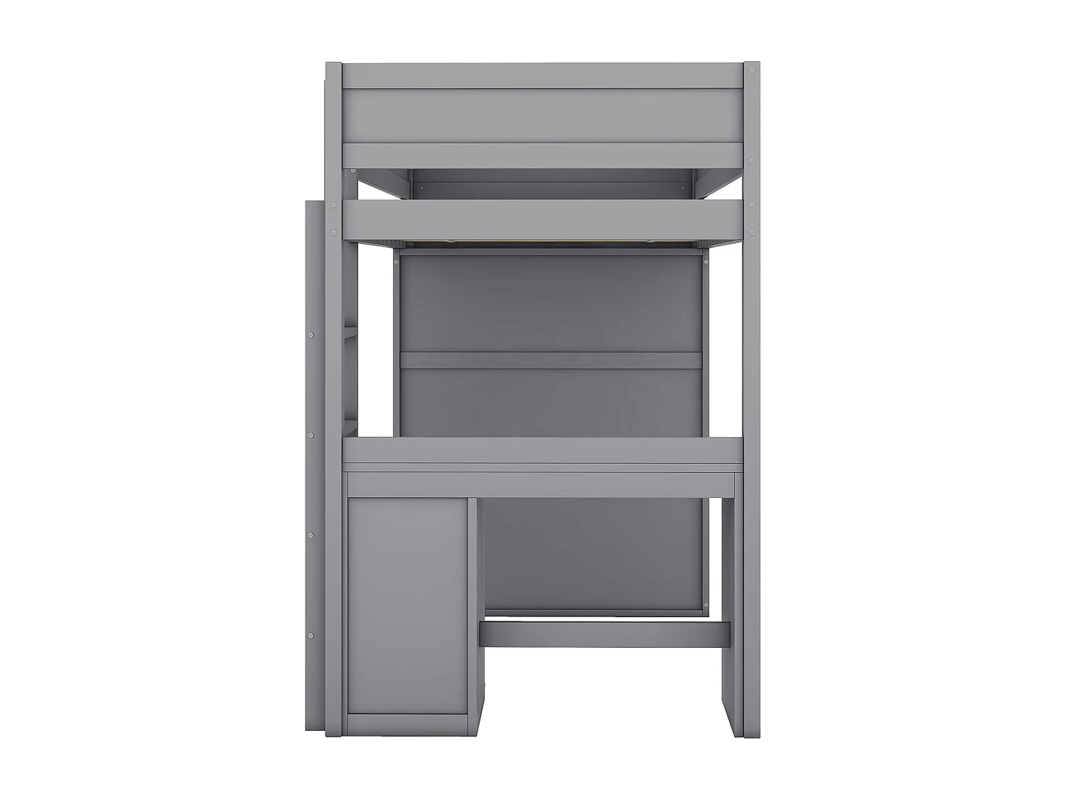 Letto a castello 90x200 cm, con scrivania, armadio e cassetti contenitore, grigio (205x95x165 cm)