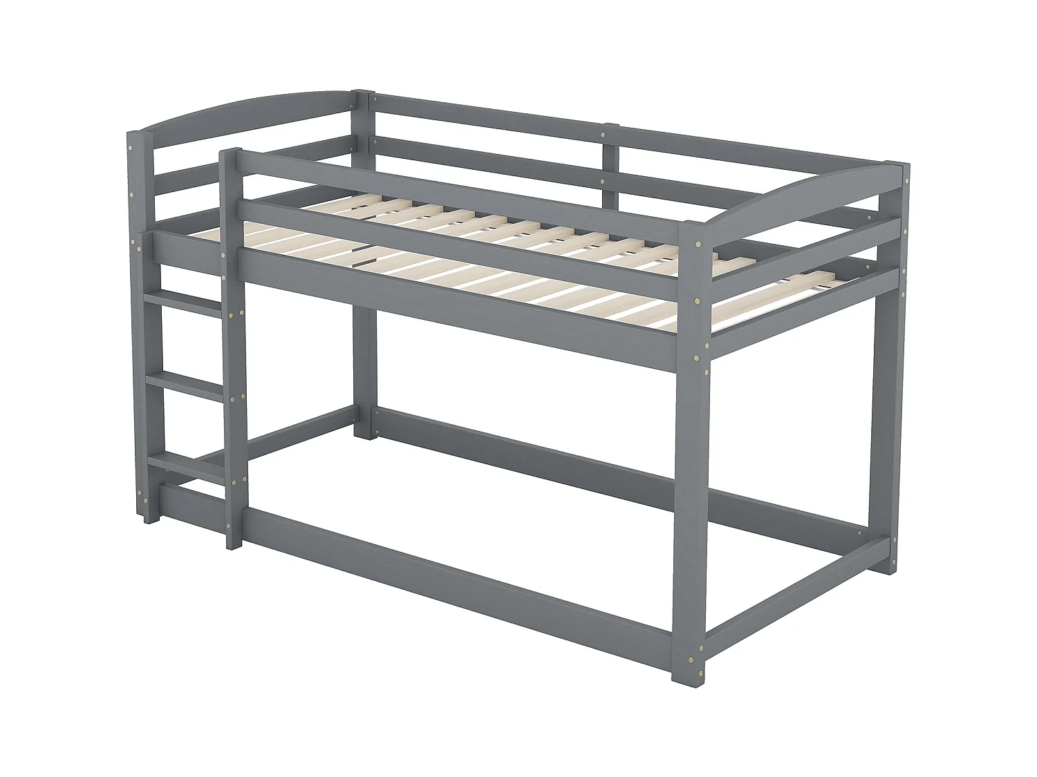 Stapelbed voor kinderen en tieners, massief grenen frame, eenvoudig te monteren, 90x200 cm, grijs (204x95x118 cm)