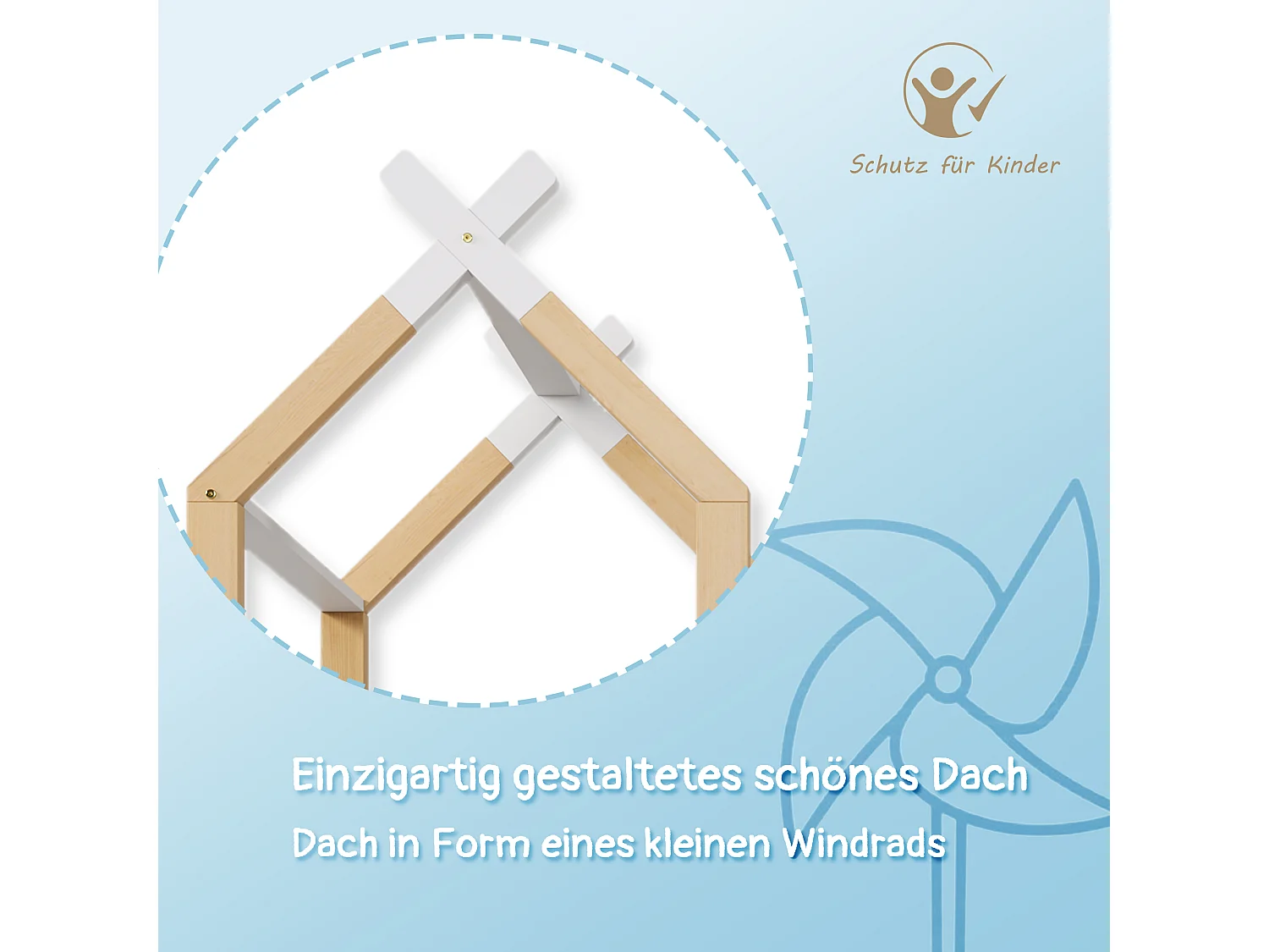 Lit superposé 90x200 cm, design maison dans les arbres avec tableau, stockage et protection contre les chutes, bois massif et MDF, blanc et naturel (257x96x209 cm)