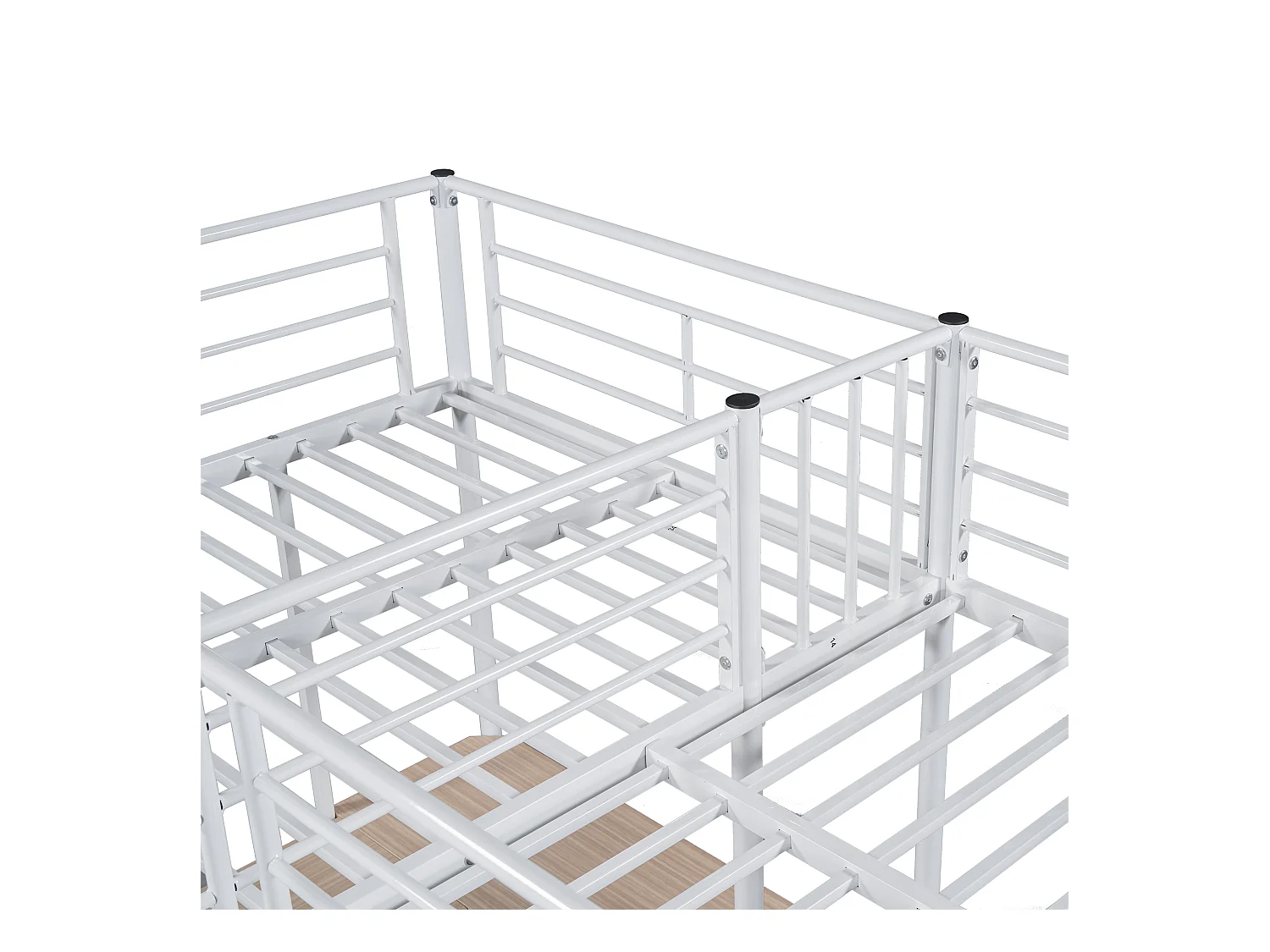 Litera 90x200 cm, diseño de dinosaurio, mesa bajo la cama, escalera doble, barandillas altas, color blanco (298x206x170 cm)