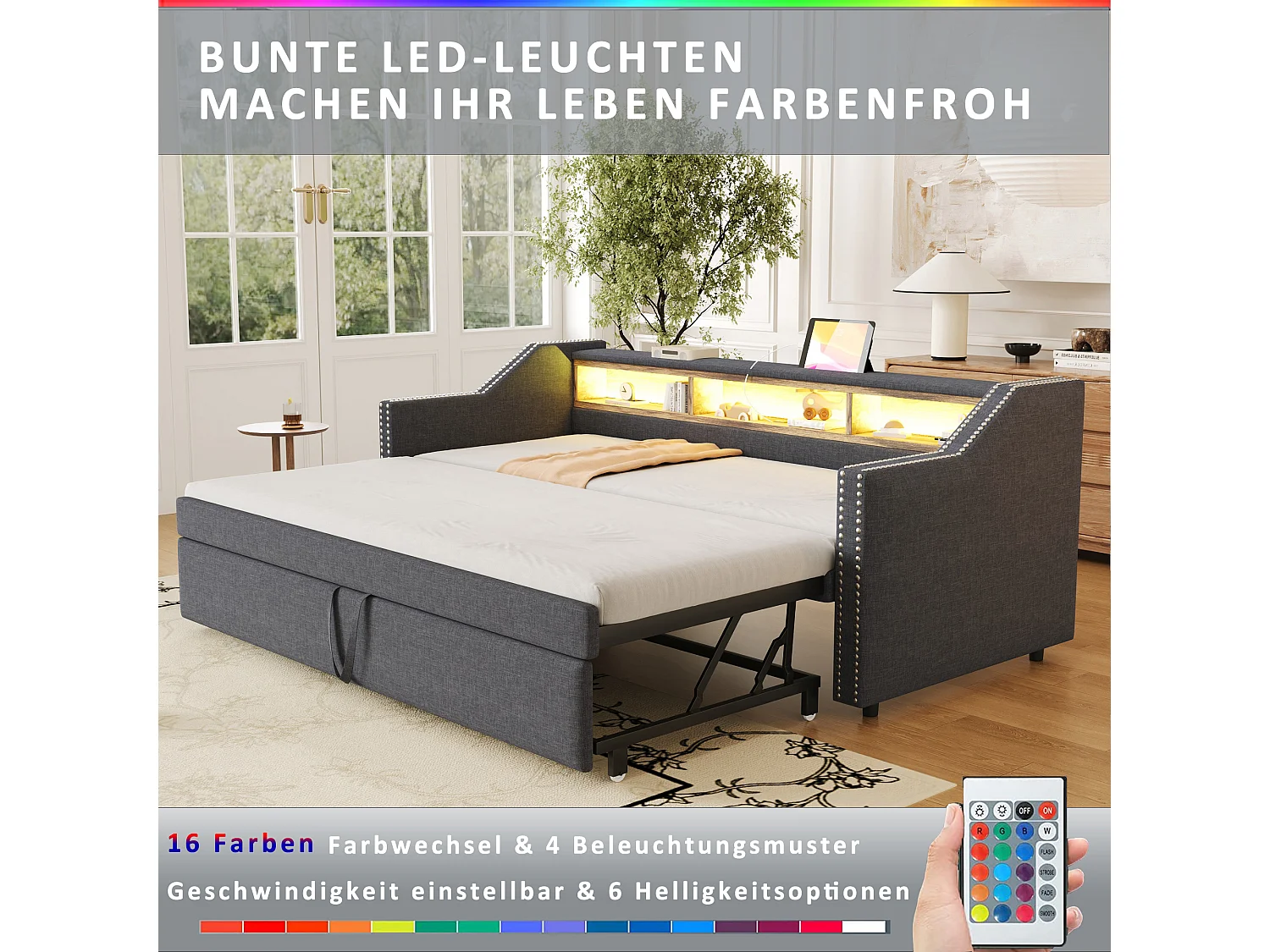 Lit superposé 90x200 cm, bois massif, forme de maison, garde-corps, échelle sécurisée, rangement, blanc (255.2x95.7x180 cm)