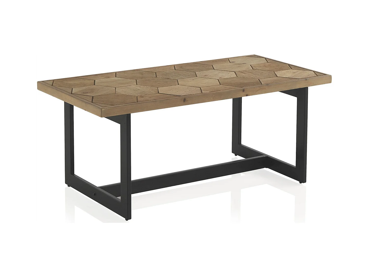 Table basse fresno design bois naturel et métal noir