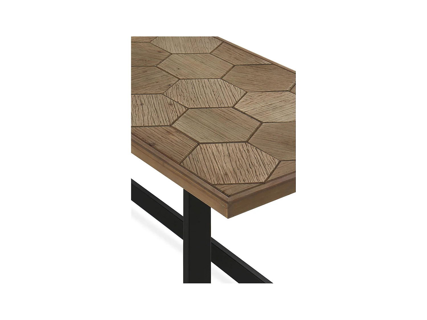 Table basse fresno design bois naturel et métal noir