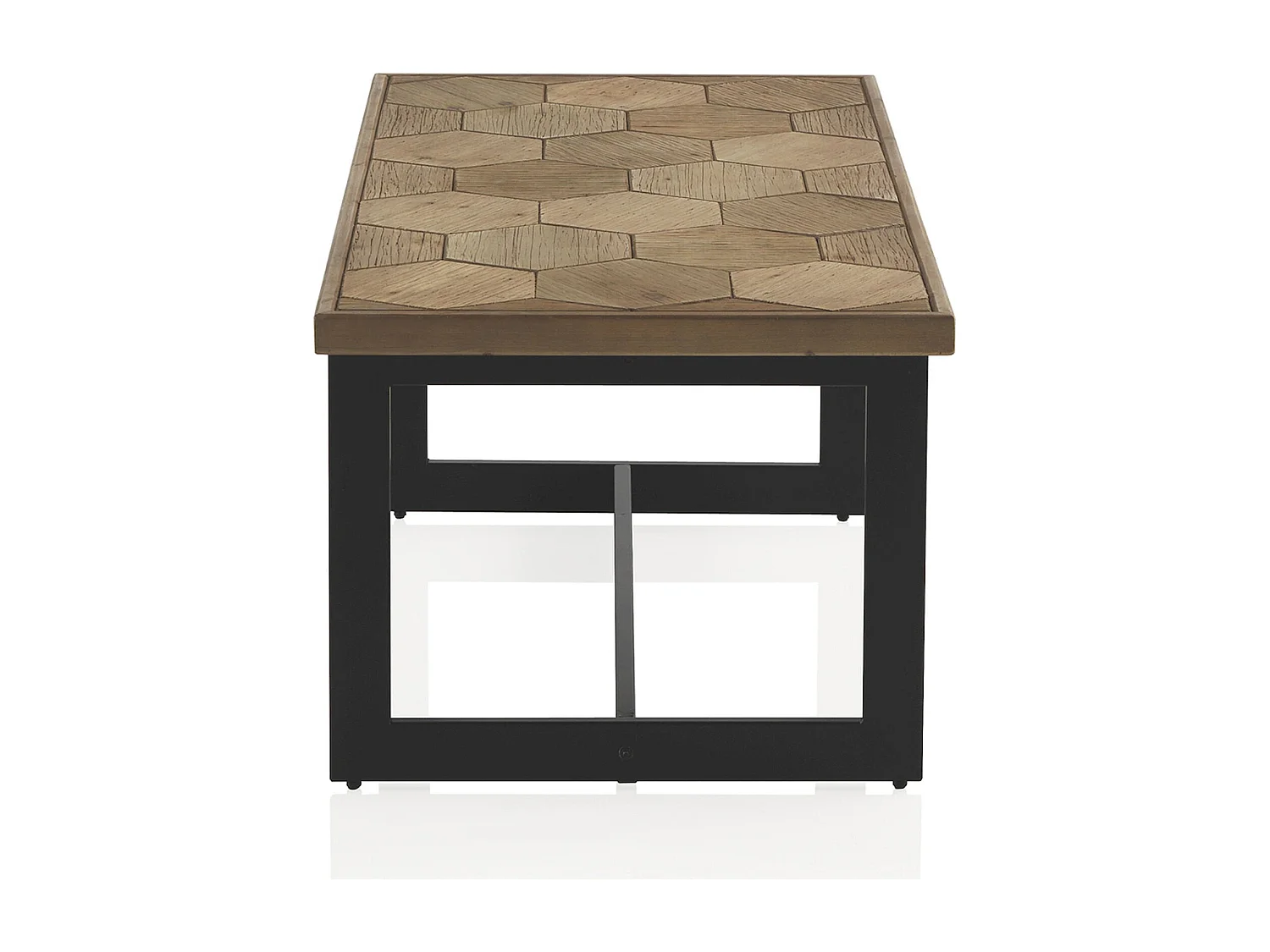 Table basse fresno design bois naturel et métal noir