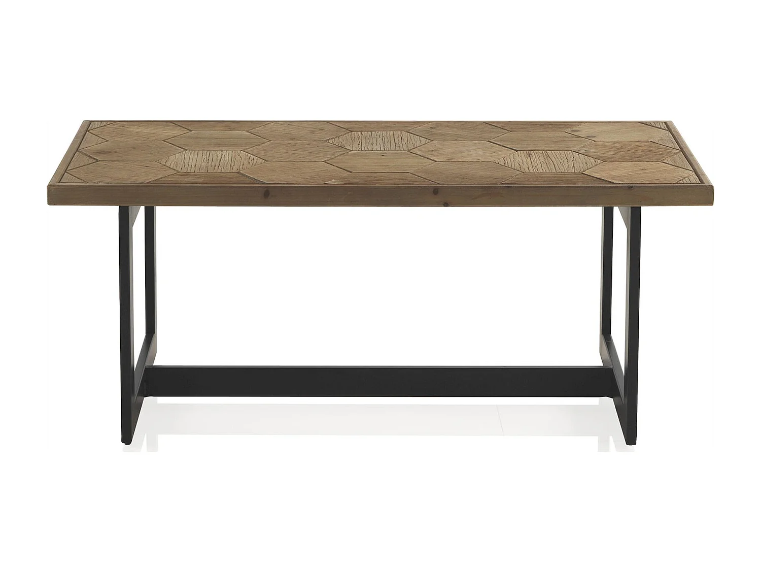 Table basse fresno design bois naturel et métal noir