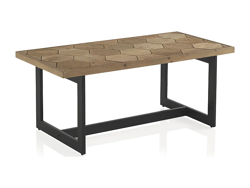 Table basse fresno design bois naturel et métal noir