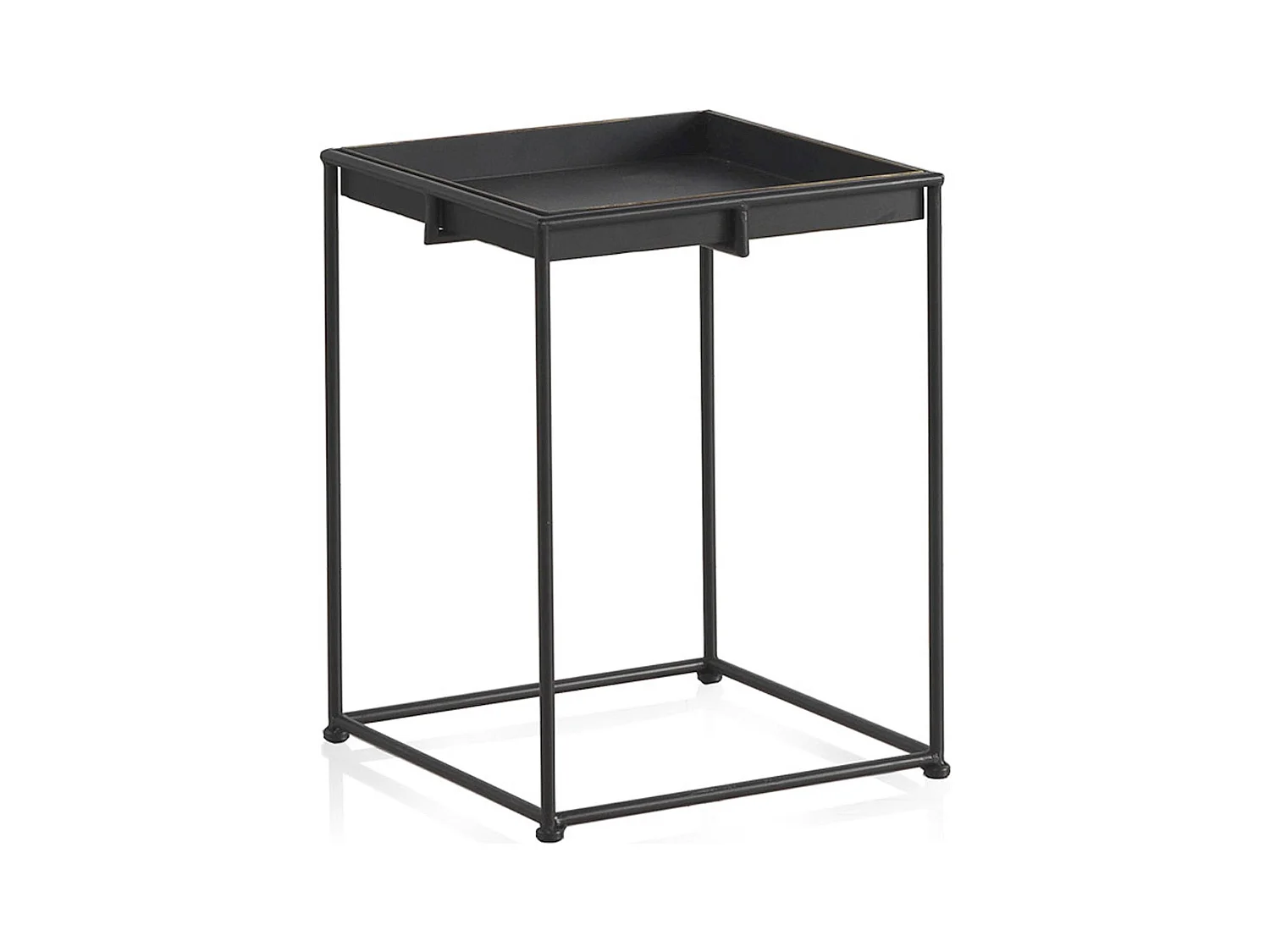 Table basse carrée métal noir plateau amovible moderne