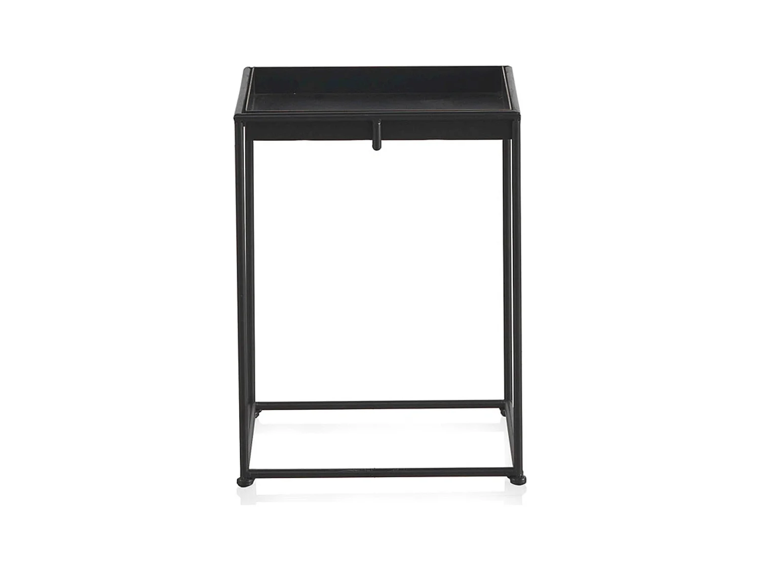 Table basse carrée métal noir plateau amovible moderne