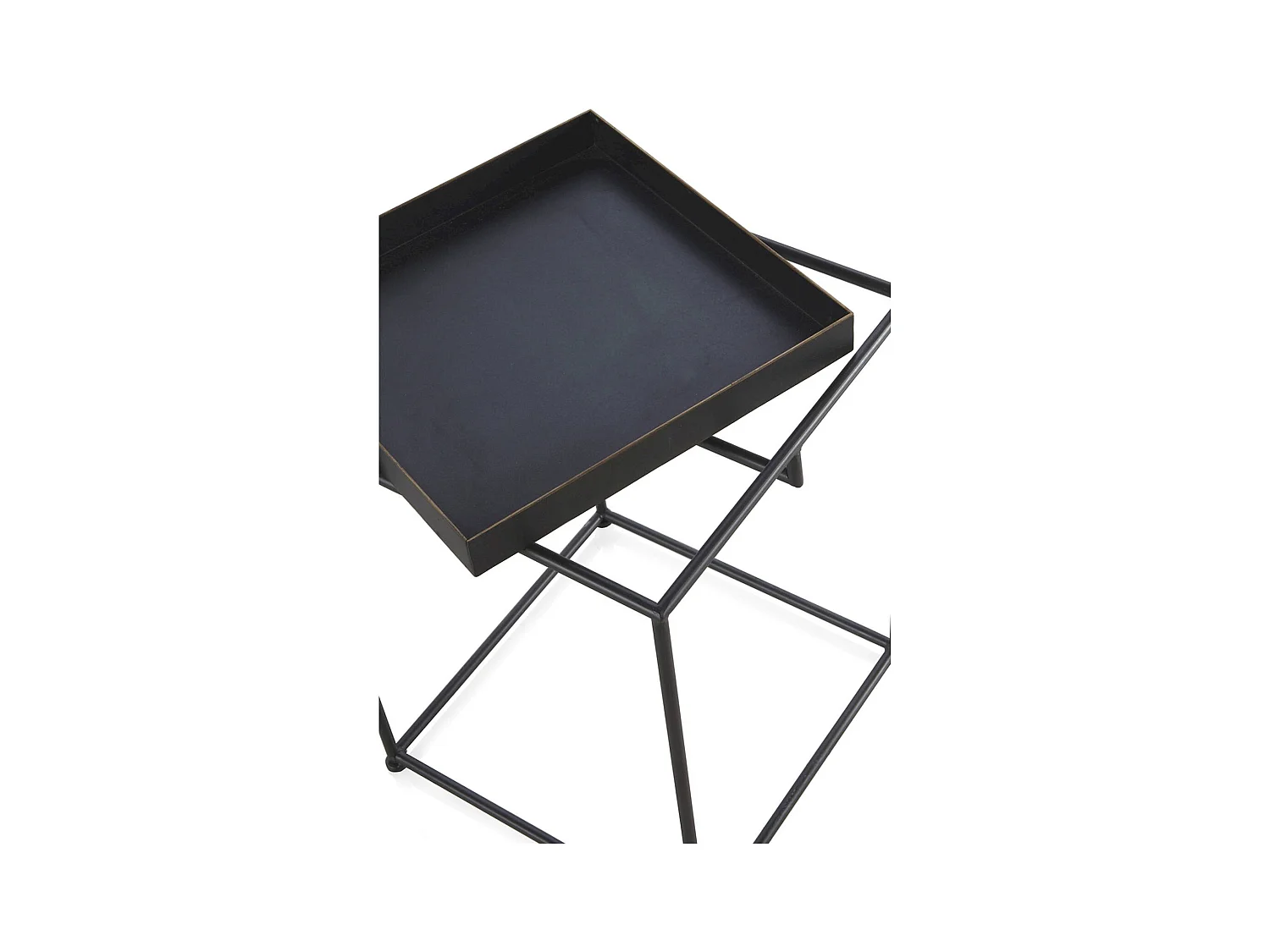 Table basse carrée métal noir plateau amovible moderne