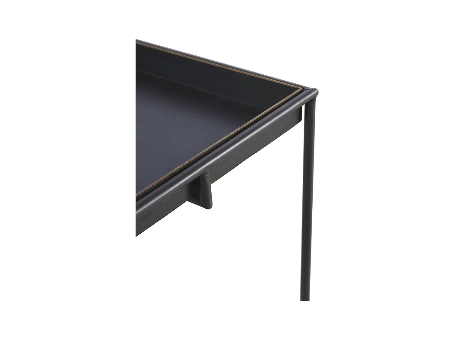 Table basse carrée métal noir plateau amovible moderne