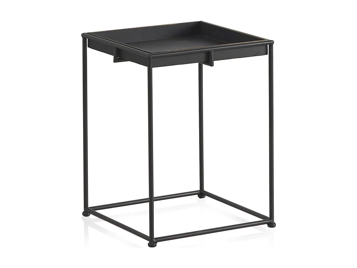 Table basse carrée métal noir plateau amovible moderne