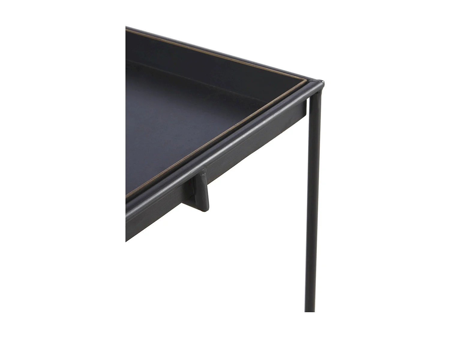 Table basse carrée métal noir plateau amovible moderne