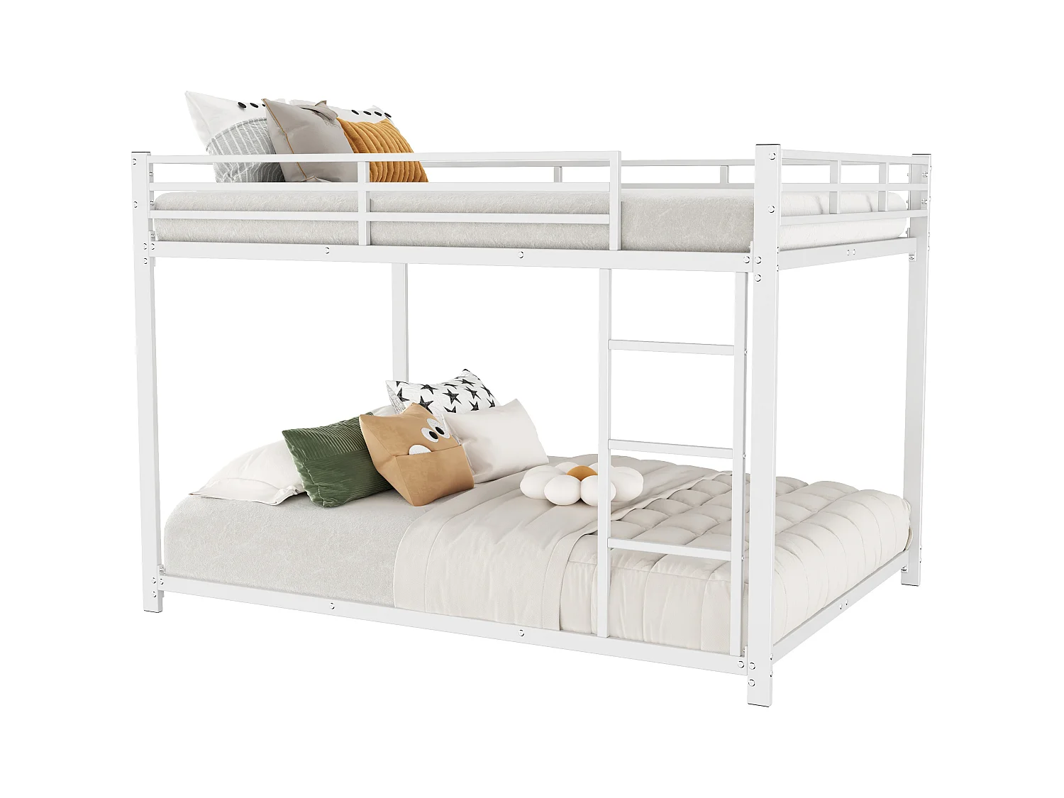 Lit superposé, 140x200 cm, lit en métal pour enfants, style classique, blanc (203x144.5x140 cm)