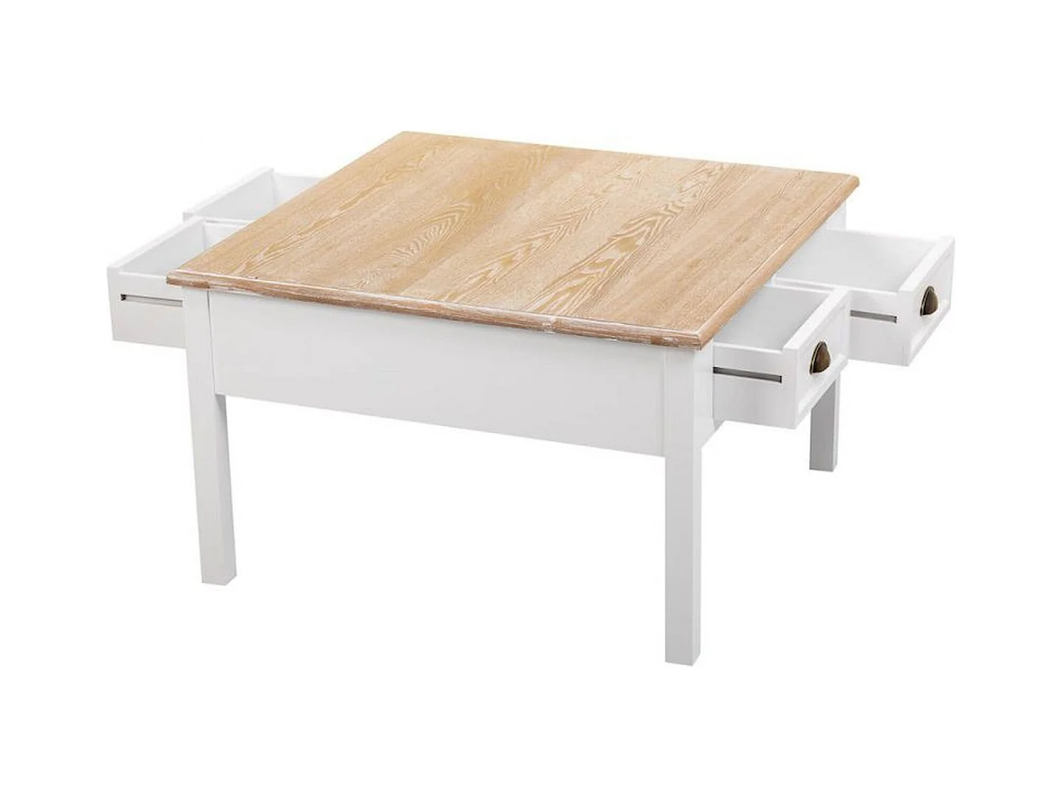 table basse blanche en bois avec tiroirs ambiance élégante