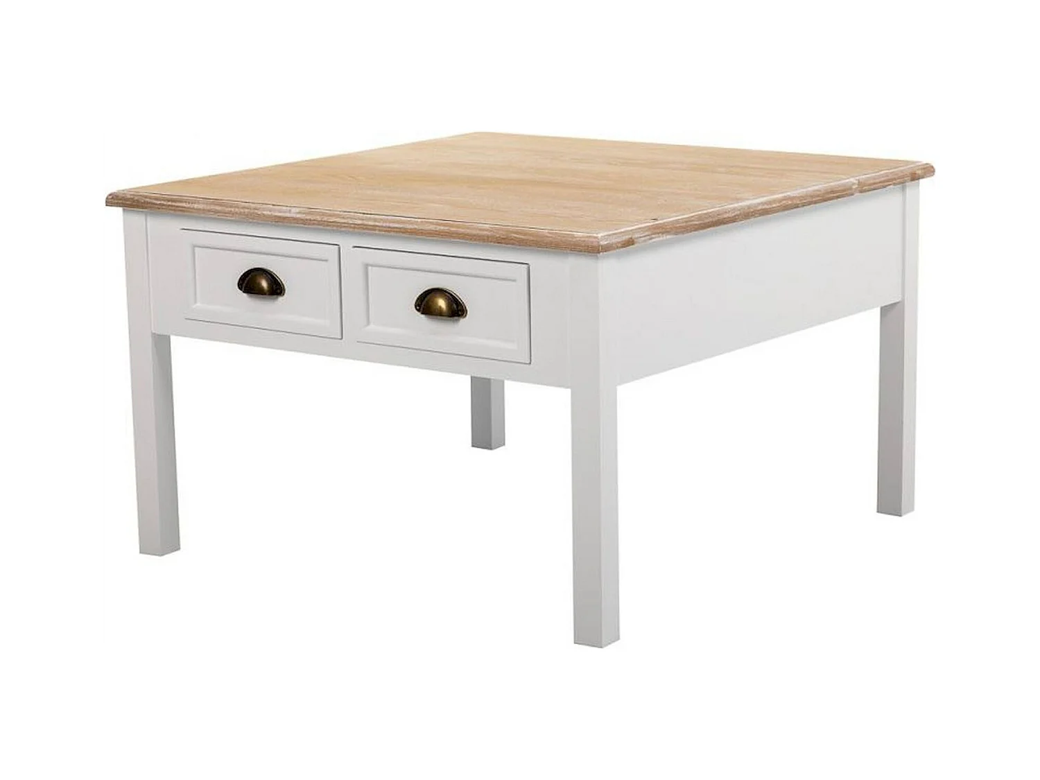 table basse blanche en bois avec tiroirs ambiance élégante