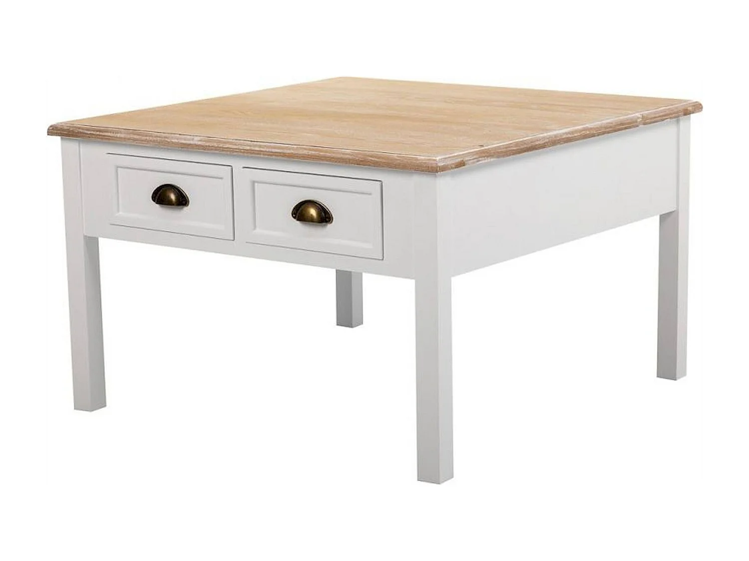 table basse blanche en bois avec tiroirs ambiance élégante