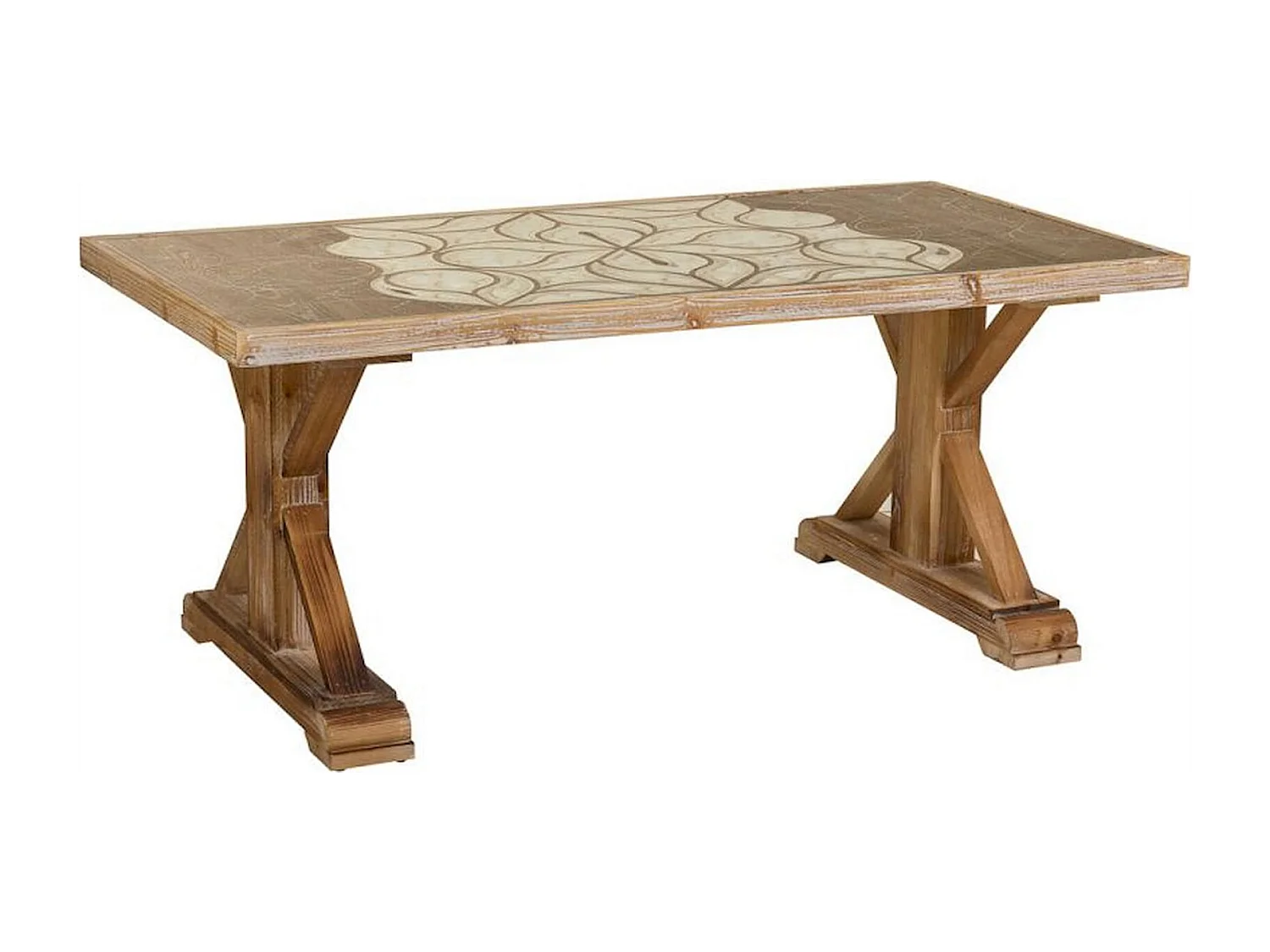 Table basse en bois marron avec plateau en verre élégant