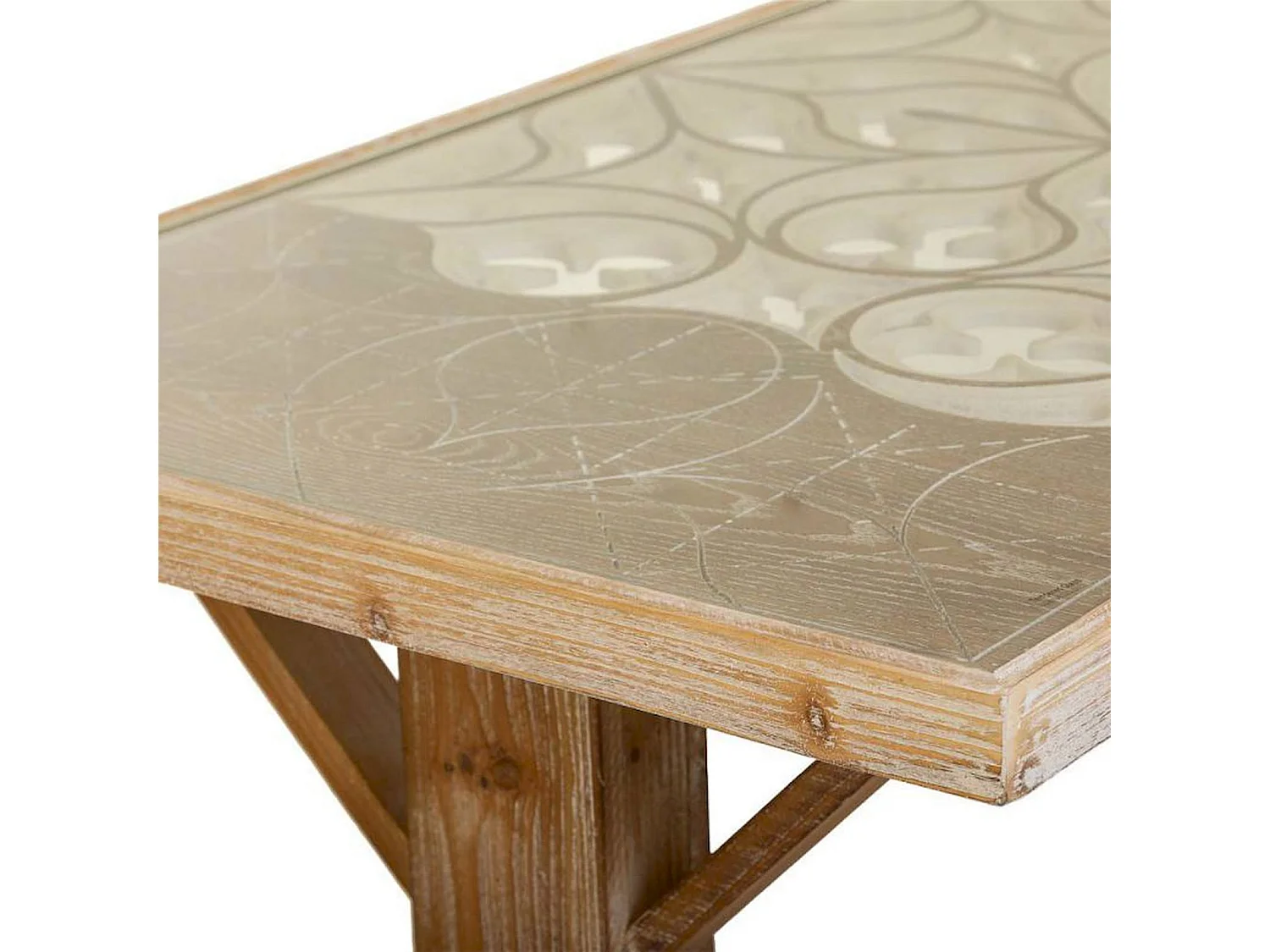 Table basse en bois marron avec plateau en verre élégant