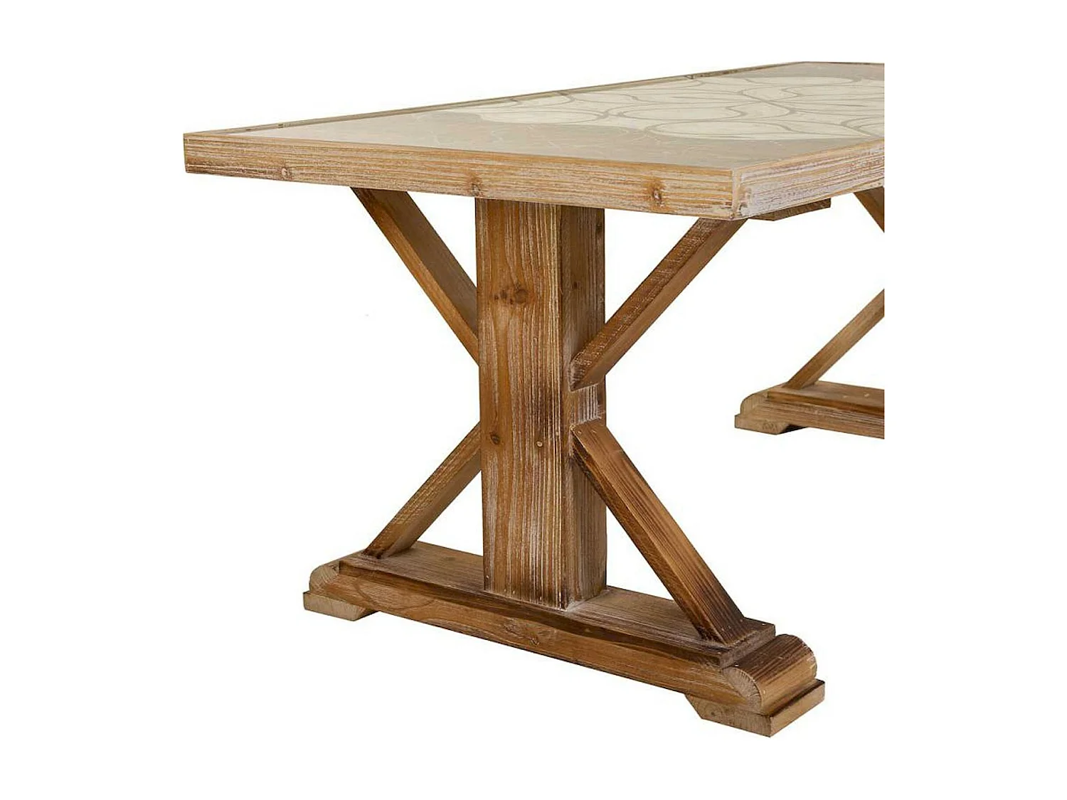 Table basse en bois marron avec plateau en verre élégant
