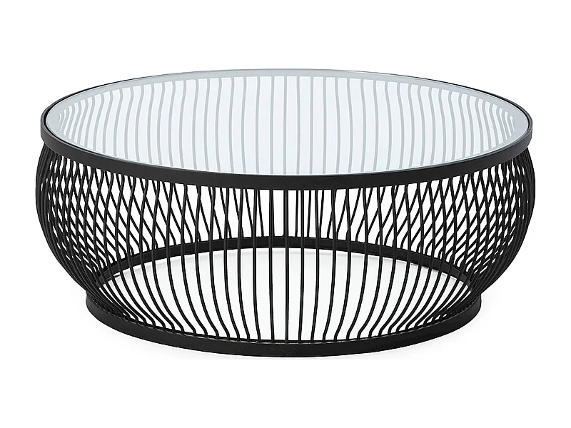 Table à café design verre trempé et métal noir élégant