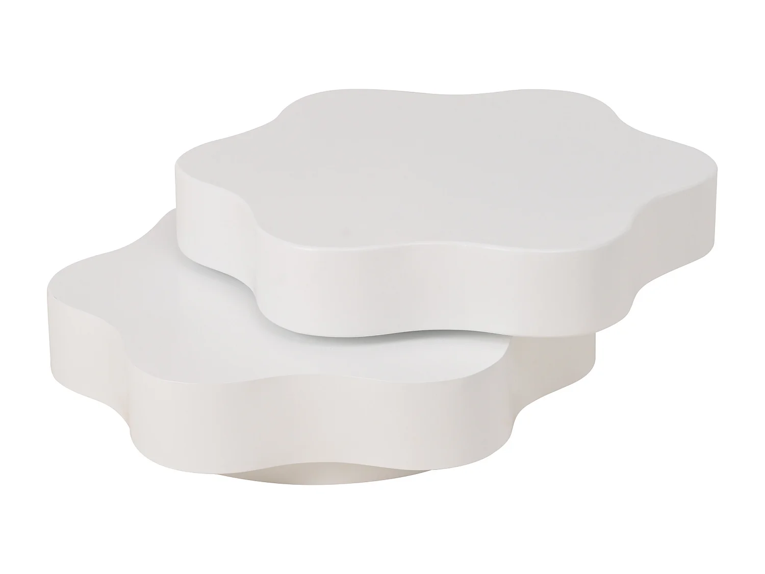 Table basse en forme de fleur 74.8x67.5x31 cm - Plateau pivotant à 360° - Blanc