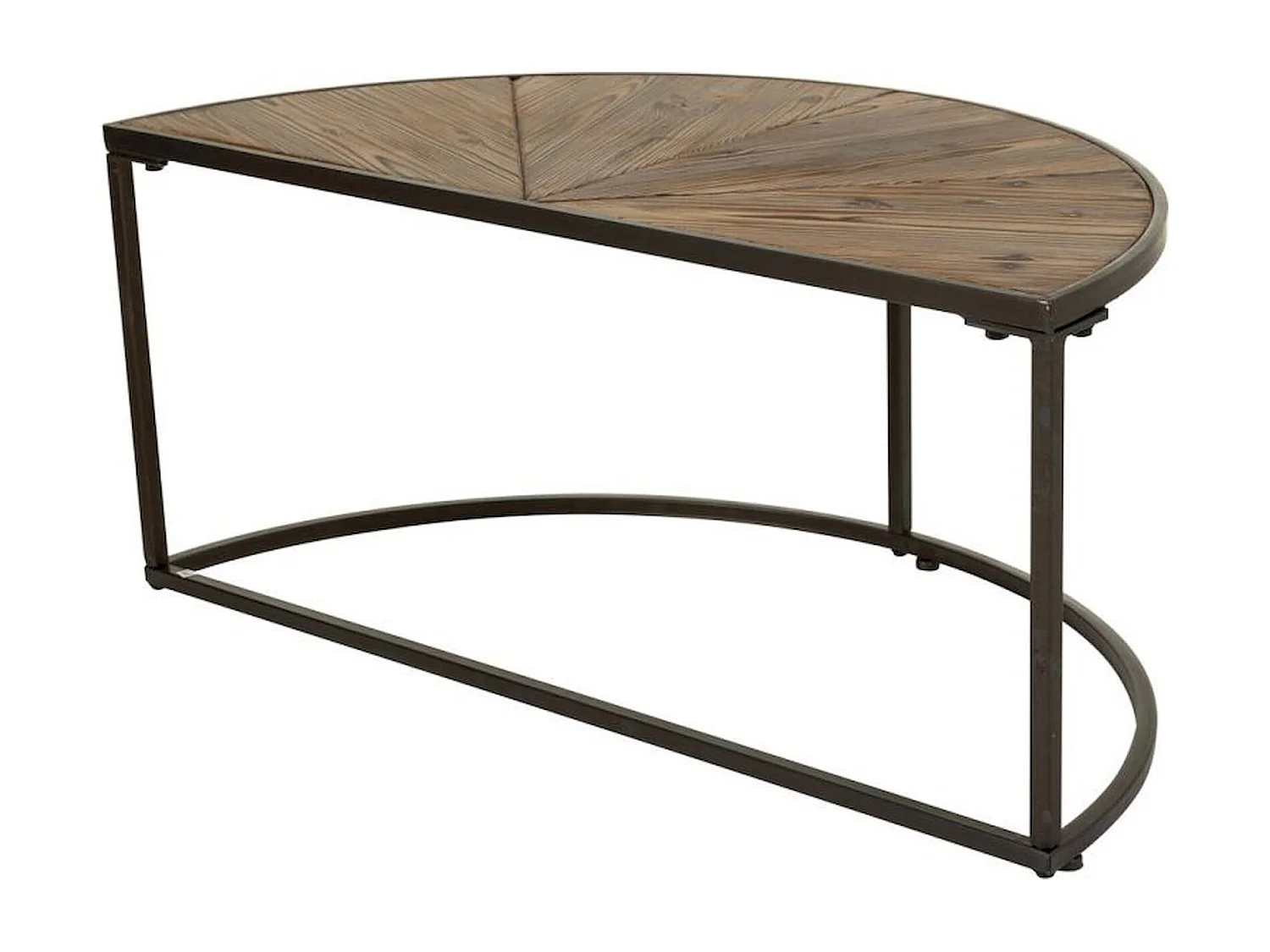 table basse design bois et métal marron style industriel