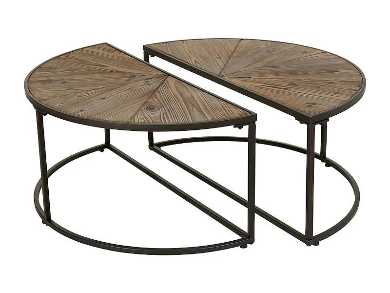 table basse design bois et métal marron style industriel