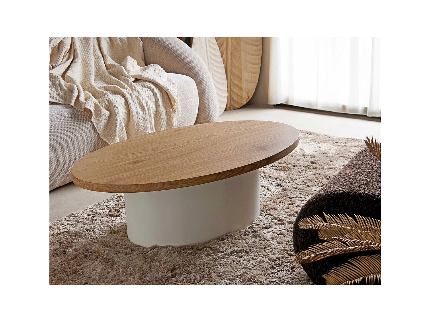 table basse design bois naturel et blanc pour salon élégant