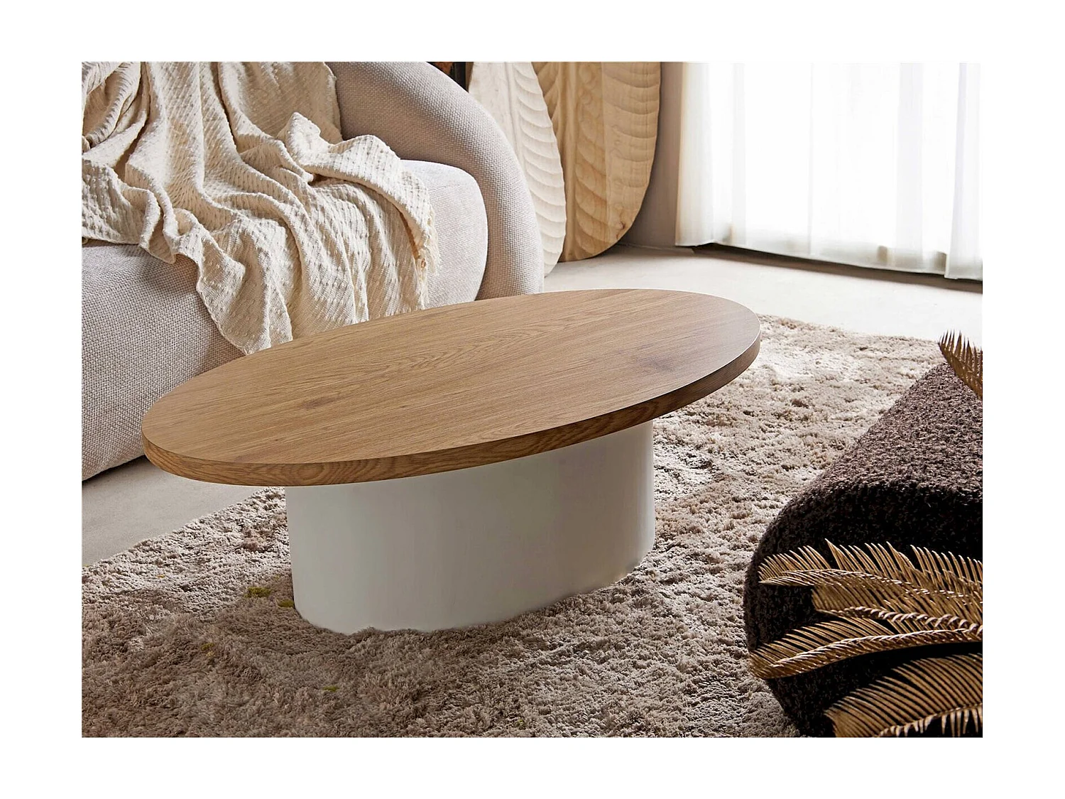 table basse design bois naturel et blanc pour salon élégant