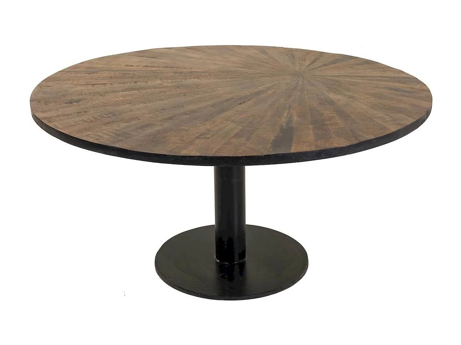 table basse ronde en bois et métal style contemporain marron