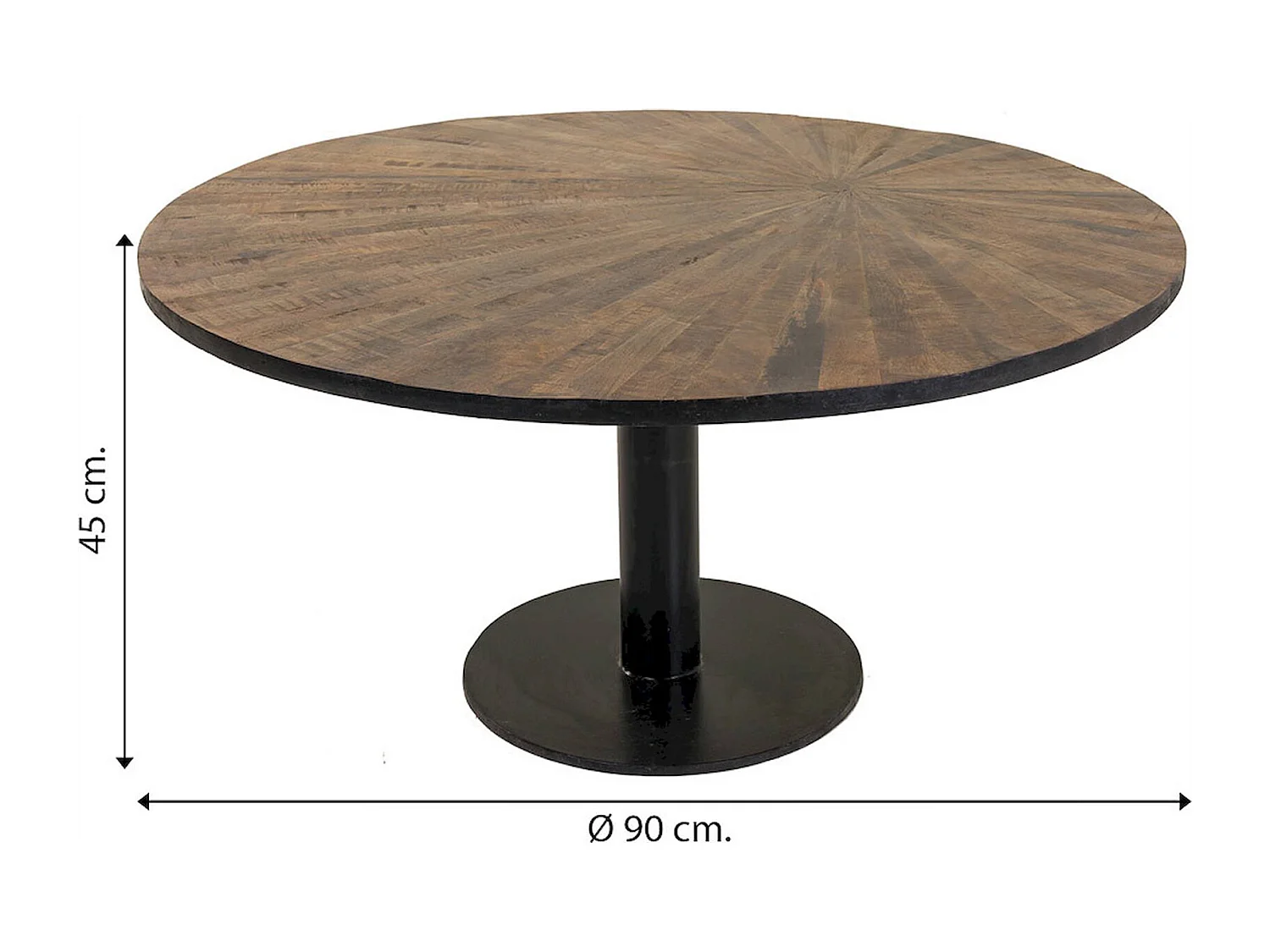 table basse ronde en bois et métal style contemporain marron