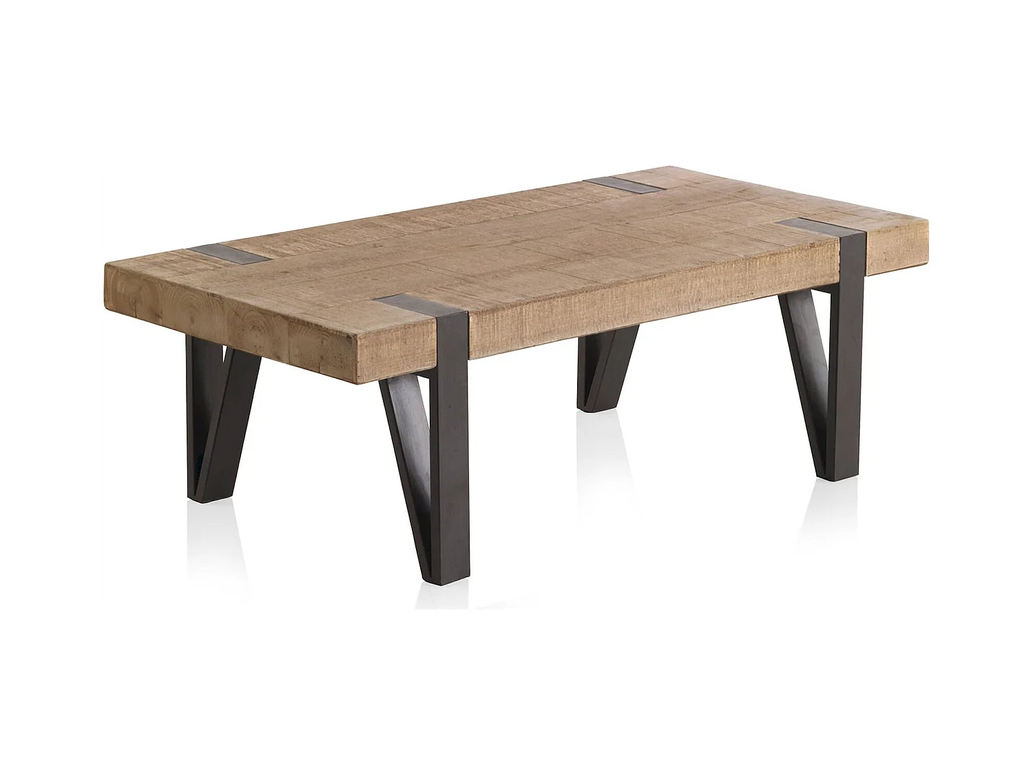 table basse bois naturel et pieds métal noir style industriel