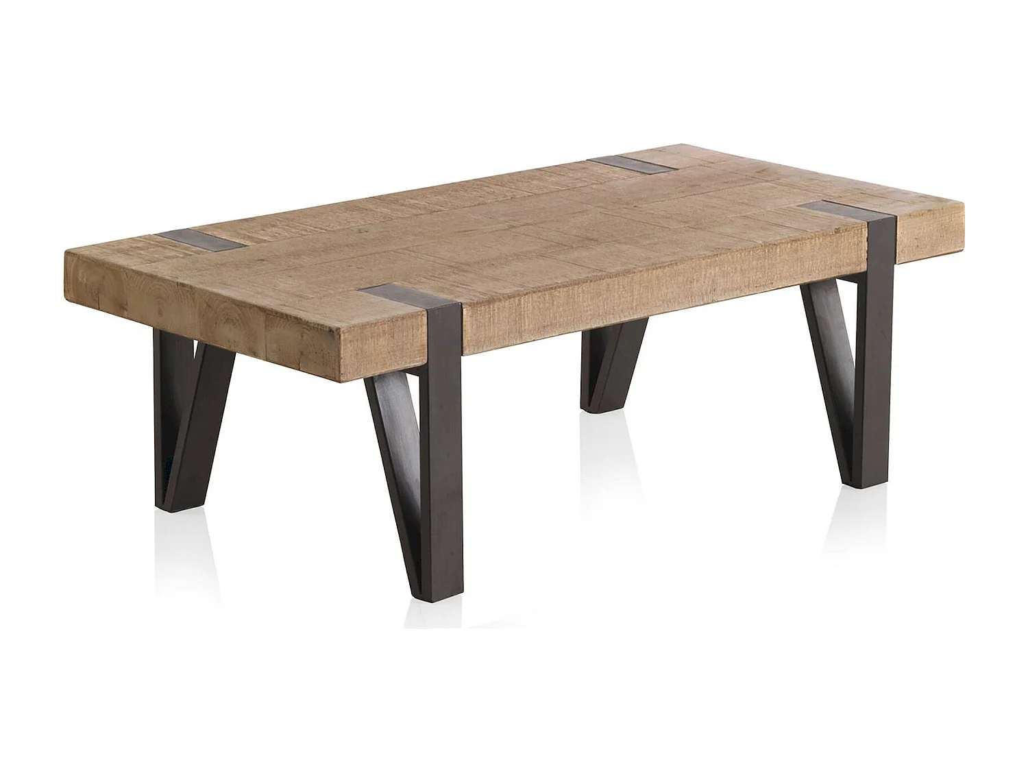 table basse bois naturel et pieds métal noir style industriel