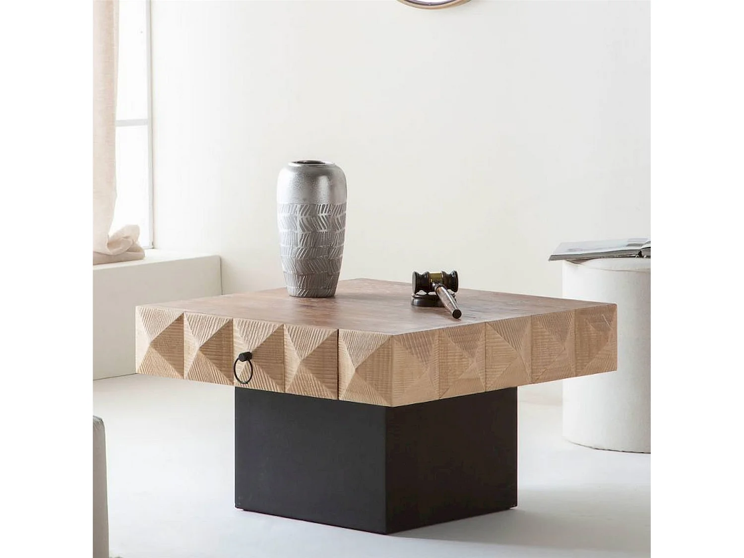 table basse en bois avec tiroir brun design contemporain